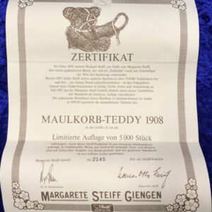 Steiff 406119 Zertifikat