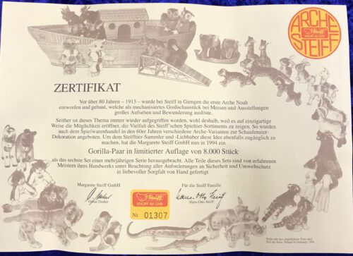 Steiff 038464 Zertifikat