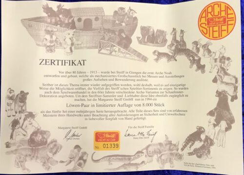 Steiff 038440 Zertifikat