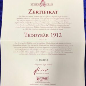 Steiff Teddybär 1912 Zertifikat
