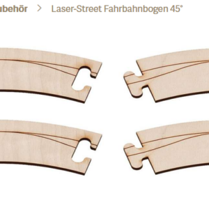 Faller Laser-Steet, 161921 Fahrbahnbogen 45° R=218 x50 mm (4 x), neu ovp
